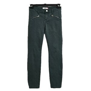 Cabi Skinny Jeans Women 2 Green Low Rise Zipper Detail Moto Style‎ 3388 Stretch